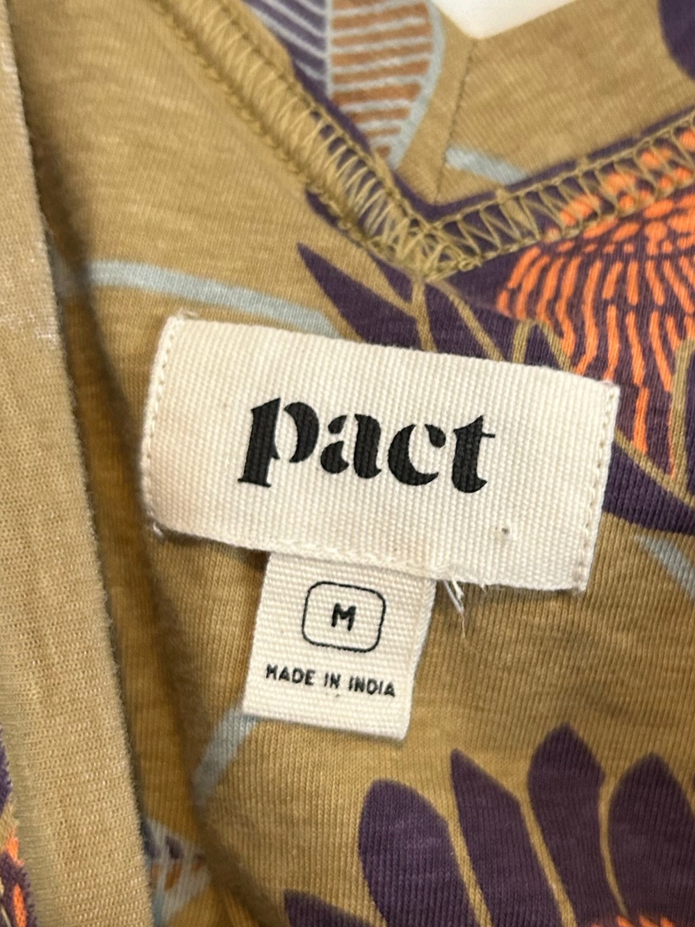 Pact Sleeveless Mini Dress in Olive with Pink Floral Medallions - Picture 7 of 10